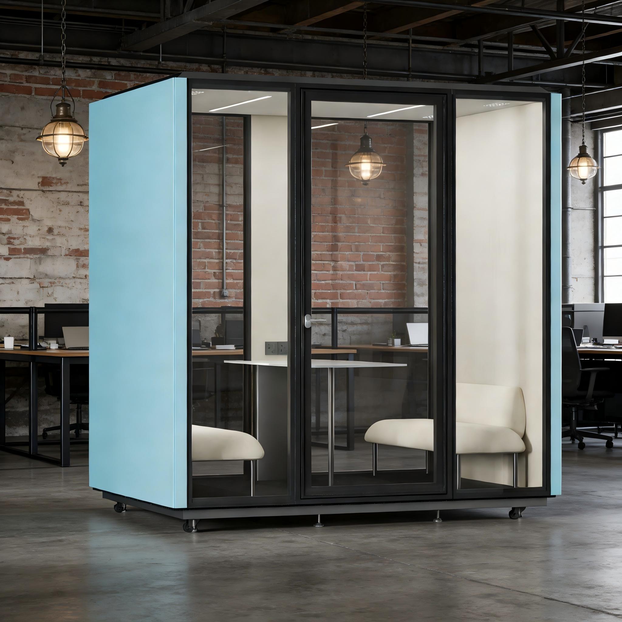 Soundproof Office Pod Acoustic Isolation Booth Private Focus Work Pod Sensor Activated Light for Modern Open Plan Workplace
