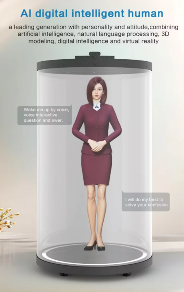 3D Virtual Human Showcase Pod Holographic Display Voice-Activated Interactive All-in-One Device Indoor Corporate OEM Education