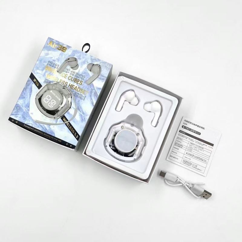 Newest Transparent Design Air39 Wireless Mini Earphones Pods Bt V5.3 Sports Waterproof Wireless Headset for Mobile Phones