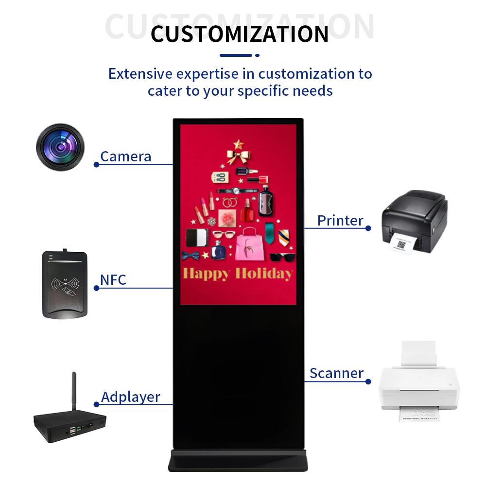 Advertisement Screen Board Digital Display Touch Screen Interactive Kiosk Pcap With Camera
