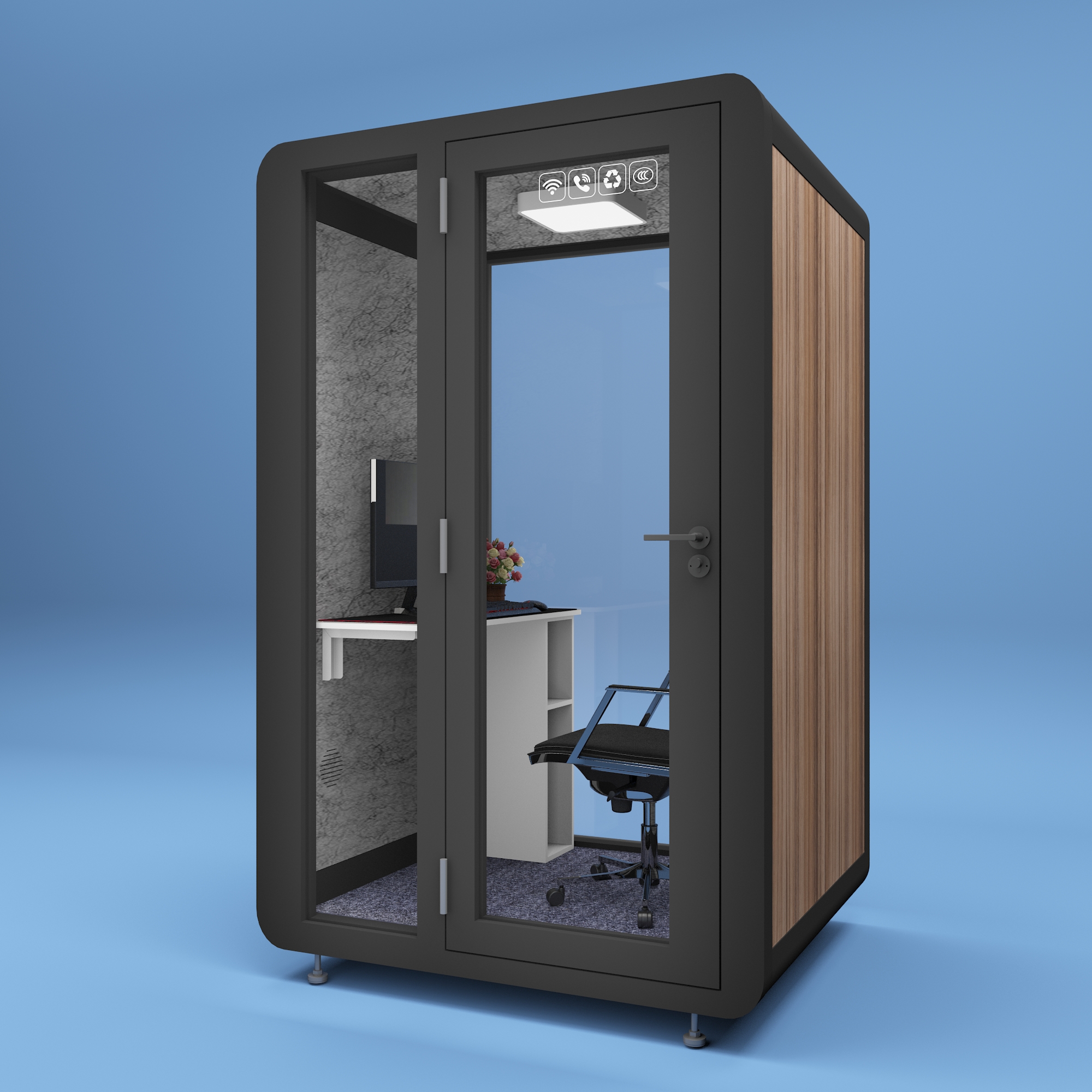 Compact Temperature Controlled Ventilated Privacy Pods Airports Recording Booth Soundproof Metal Frame Office Pods