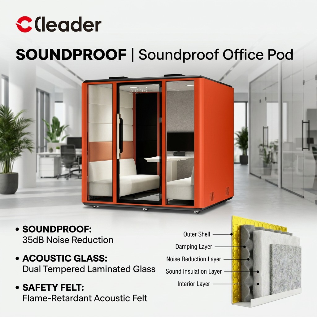 Office Phone Pods Silent Pod Privacy Pod With Motion Sensor LED Lighting For Private Workspace And Video Conferencing Rooms