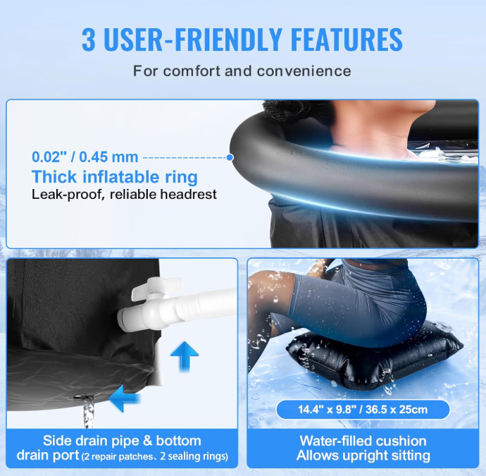 Large Capacity Sturdy Reinforced Recovery Pod Bathtub Cold Plunge Tub for Personal Training and Outdoor Camping Spa