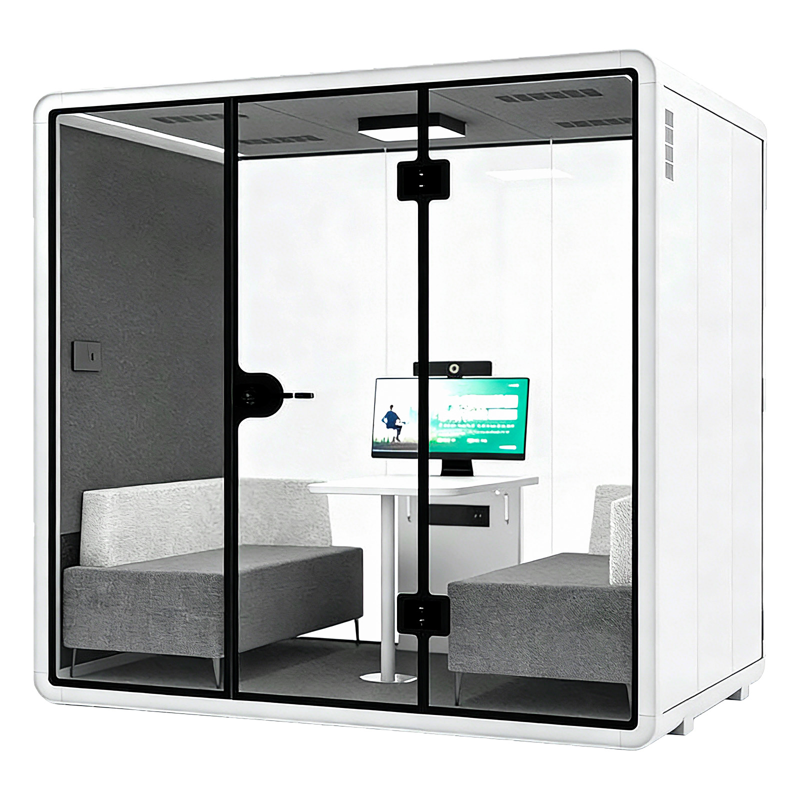 Modern Tool-Free DIY Assembly Aluminum Alloy Acoustic Cabin | 1-Hour Install Modular Soundproof Office Pod for Call Centers Open