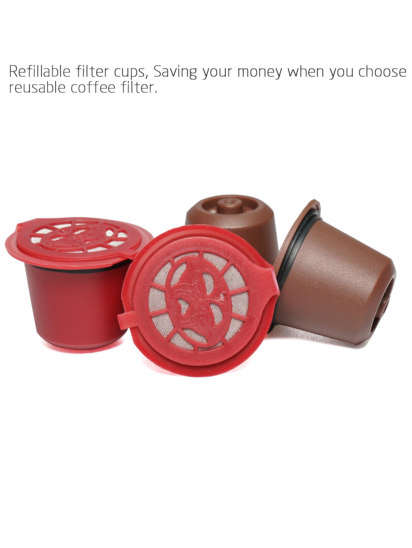 Universal 6 Pods Reusable Metal Coffee Filter System Wareset Cafe Refillable Capsules with Cup Refilling Cap