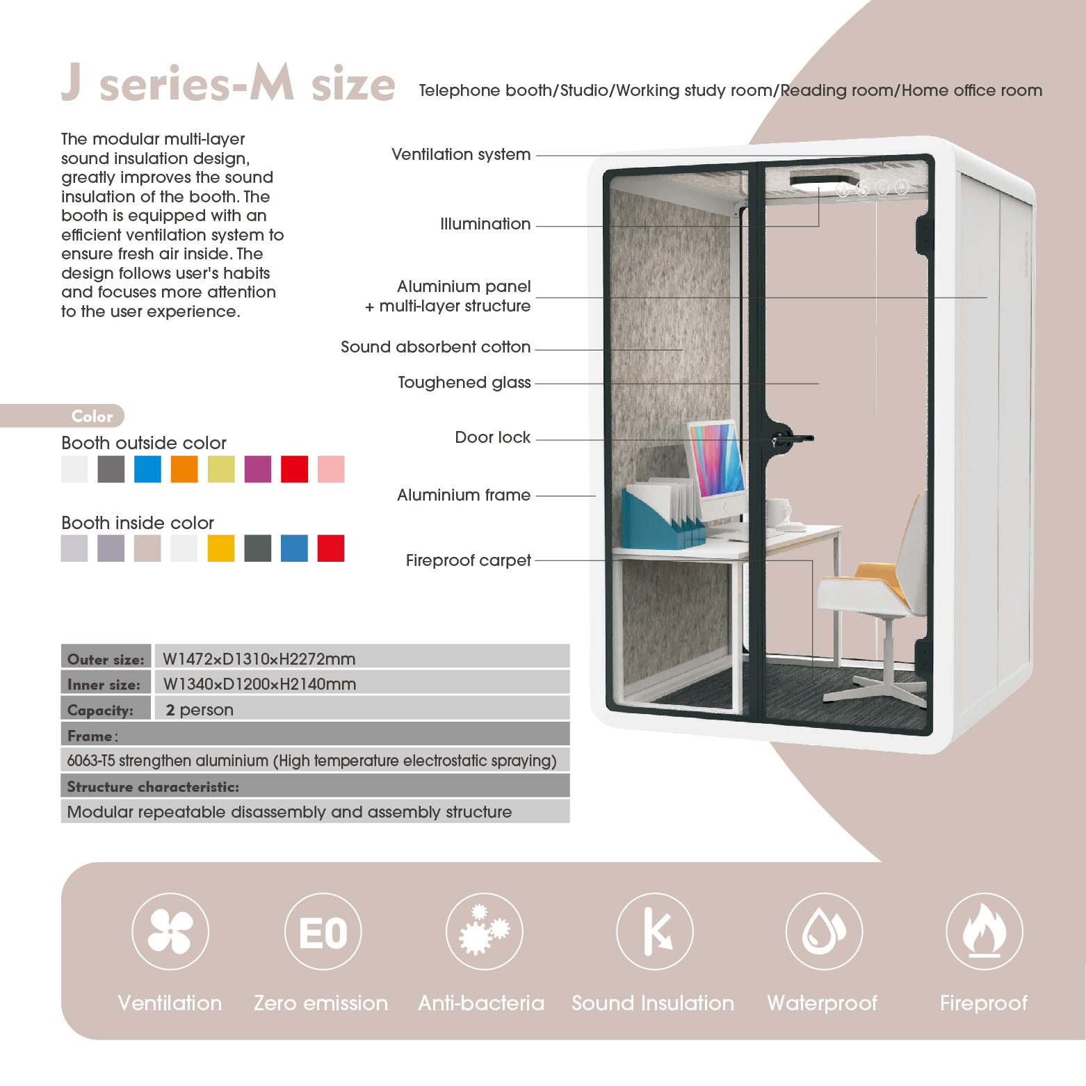 The Multi-functional Pod Is Soundproof and Environmentally Friendly, Making It Suitable for Use in Home Offices