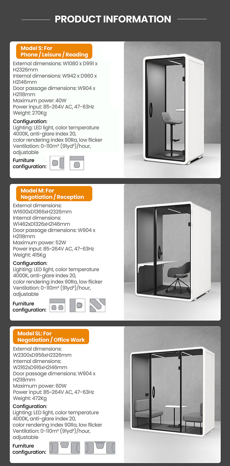 Extra Larze Size High Quiet Sleeping Pod Booth Demountable Sound Proof Modular Conference Private Space With Air System