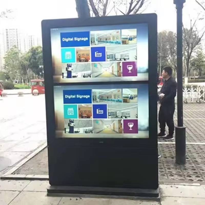 High Brightness Totem Kiosk Waterproof Outdoor Advertising Display Player LCD Floor Stand Outdoor Advertising Digital Signage