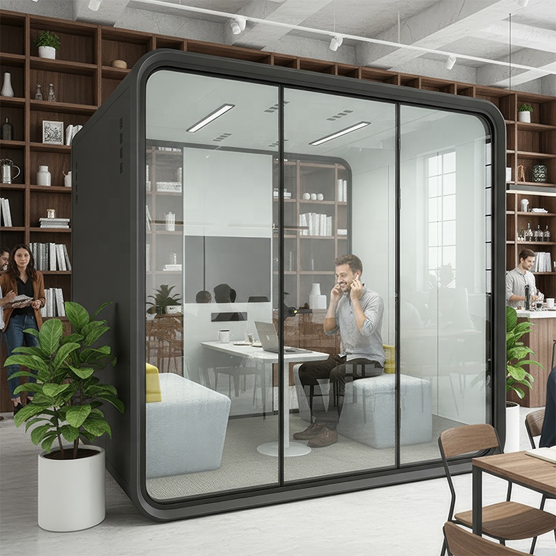 Hot Sale Movable 4 Person Enclosed Office Meeting Room Pod Acoustic Phone Soundproof Booth