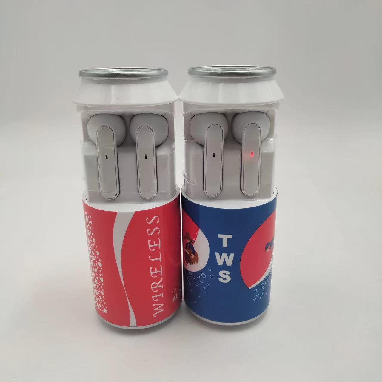 New Arrival Mini Tube Cylinder Coke Soda Cans bluetooth Can Shaped Headset Ear Pods Twin True Wireless Stereo Earphone