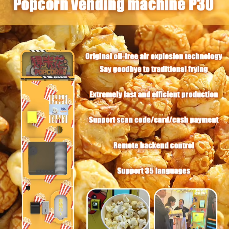Automatic Dual-Flavor Popcorn Vending Machine Sweet &amp; Salted Tanks 50 Servings/Hour Touch Screen for Cinema/Mall/ CE/FDA/NAMA