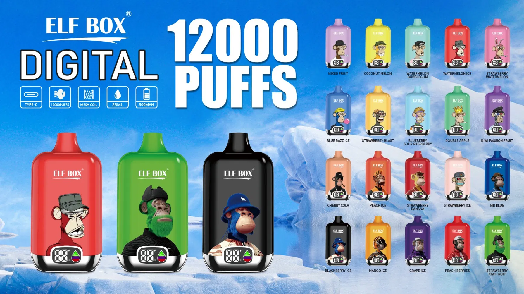 EU Warehouse 10K/12K 12000 Puffs Elf Box Digital 0% 2% 3% 5% Packaging Empty Vape E Cigarette Cartridge Pod Online Vaporizers Wholesale Disposable