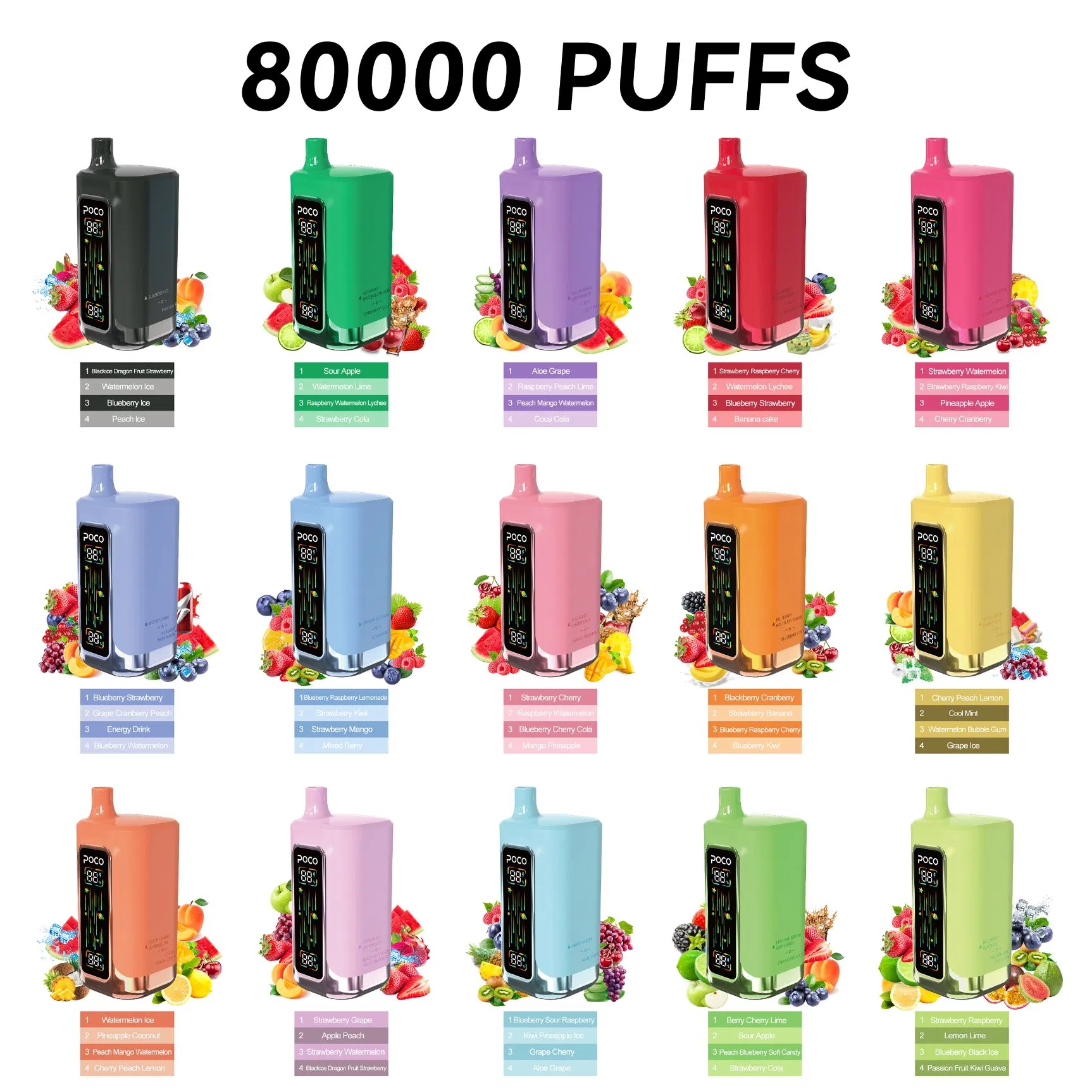 EU Warehouse Poco Fr 80K 4in1 Pods Rechargeable Disposable E Cig 0% 2% 5% Nic Tornado Shisha Hookah Vapes 80000 Puff Smoke Wape Vaper Factory Wholesa Cheap Vape