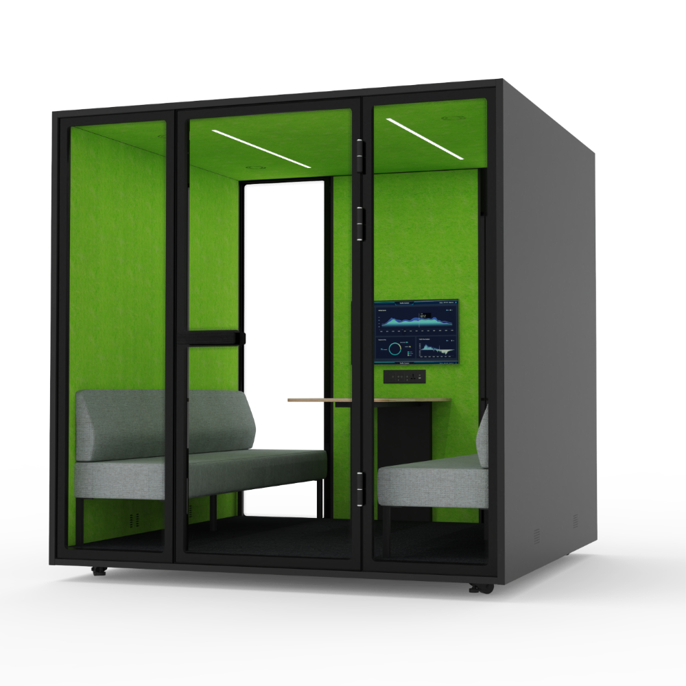 Modern 6-Person Office Pod Large Soundproof Smart Phone Silent Work Space with Desk for Home Office or Hotel Use