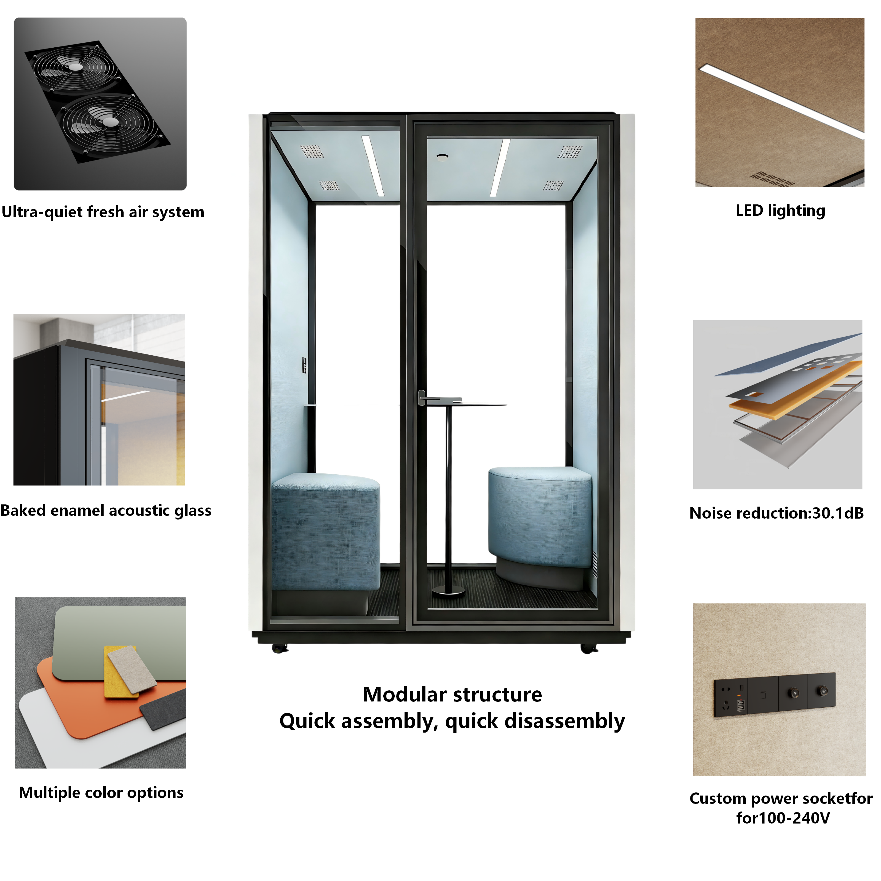 Sleeping Acoustic Cabin Office Office Building Pod Open Large Portable Soundproof Booth Steel Frame Meeting Pods