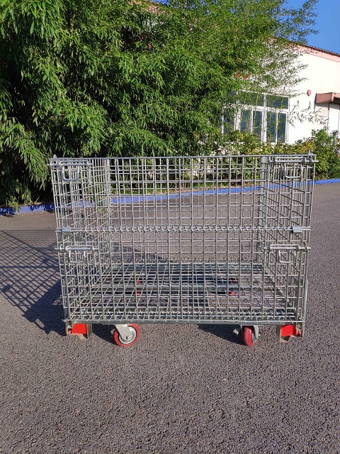 Warehouse Wire Mesh Cage Container with Castors