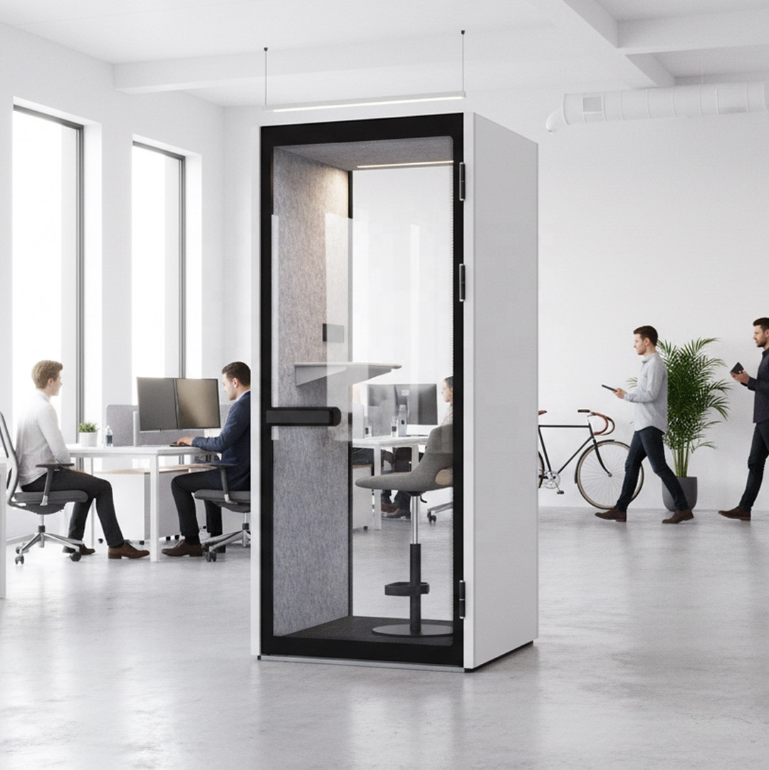 Comine Modern Compact Indoor Soundproof Office Booth Single Person Privacy Pod for Calls Focus Work Video Warehouse Hotel