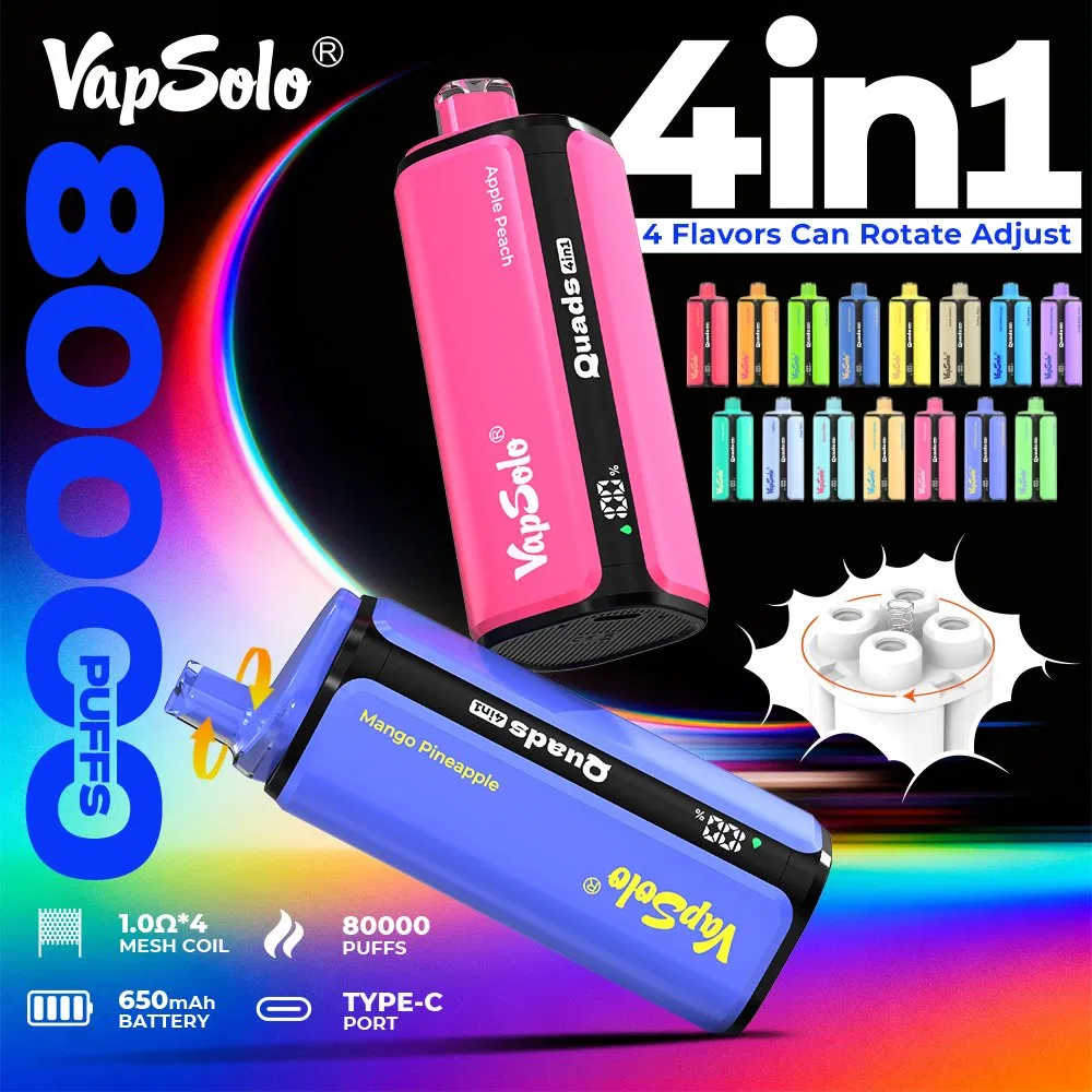 Vapesolo Vape 4 in 1 Quads 80000 Puffs Disposable Cigarettes Vape Factory Wholesale 4in1 Electronic Cigarette Puff Bar Pod Vaper