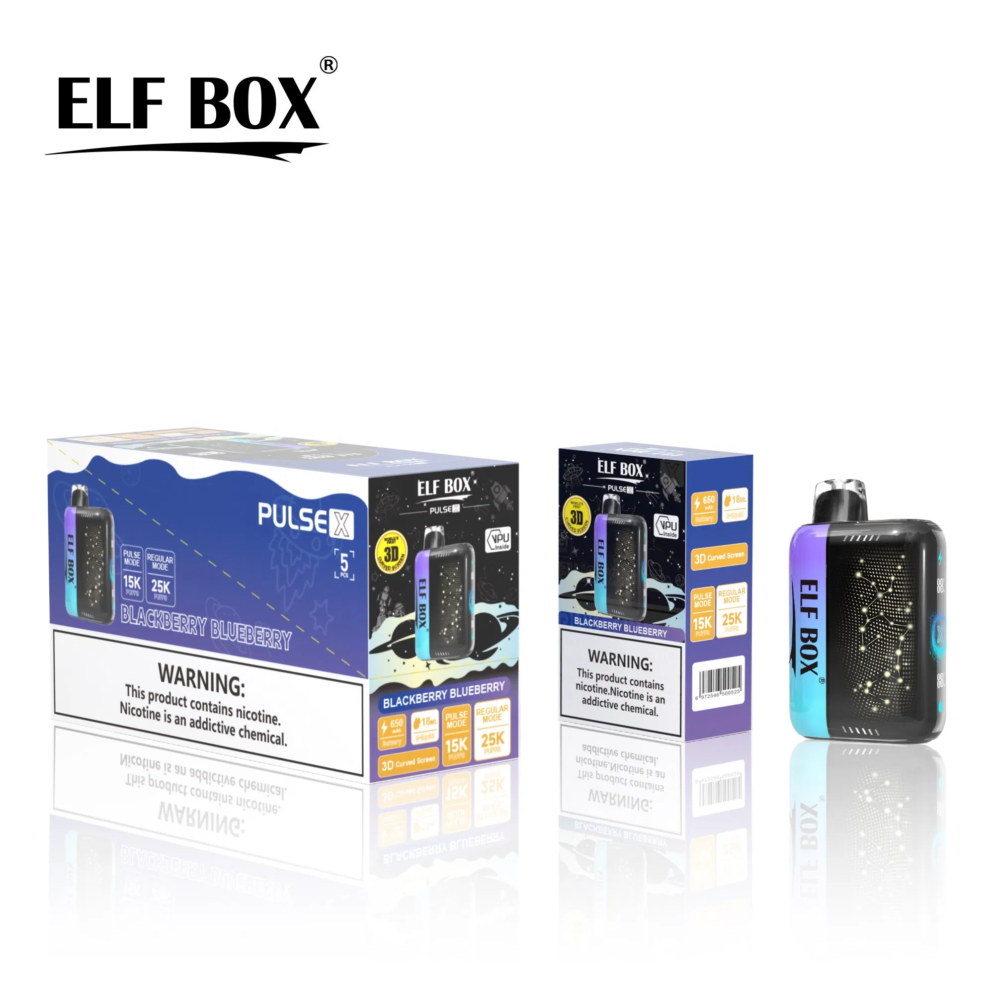 Nl Spain Distributors Elf Box Pulse X Eco-Friendly Disposable Vape 15000 Puff Vape 15000-25000 Puff Sizes Recyclable Parts Natural Flavors
