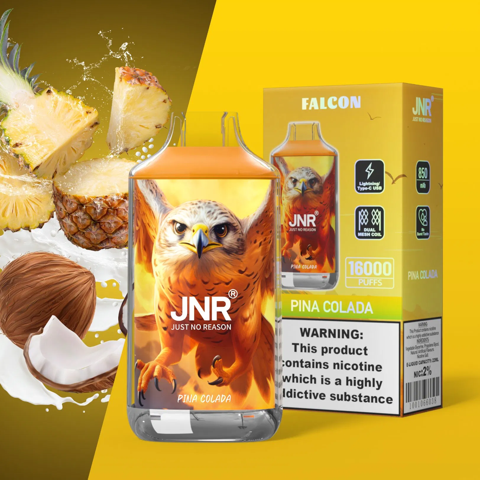 Jnr Eco-Friendly Packaging Available in Various Nicotine Levels Falcon Disposable Vape
