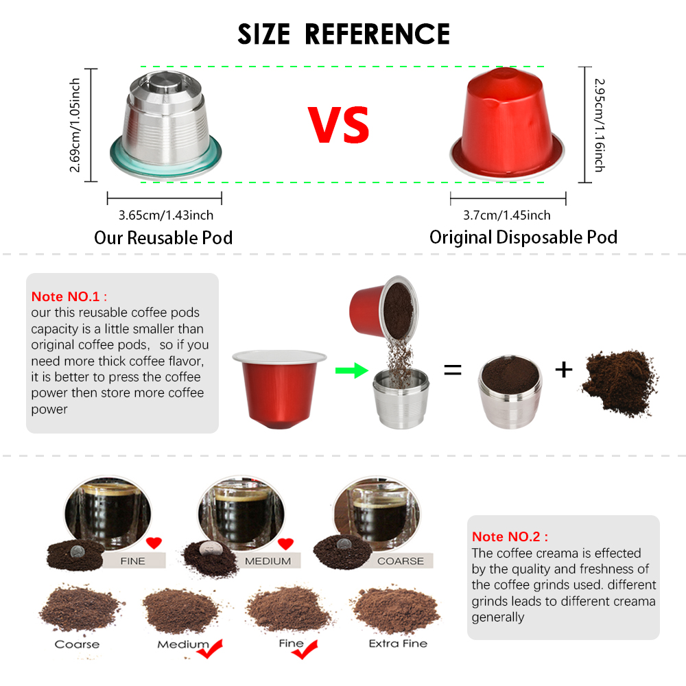 New Arrival Rechargeable Stainless Steel Pod Coffee Capsules 3 Pods Wareset Filter Refillable Recarregavel Coffee Accessories