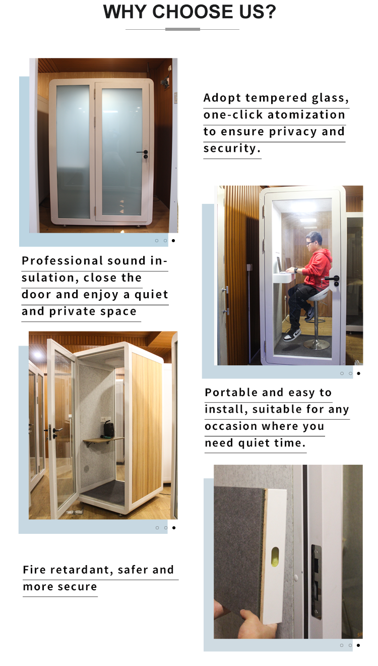 Compact Temperature Controlled Ventilated Privacy Pods Airports Recording Booth Soundproof Metal Frame Office Pods