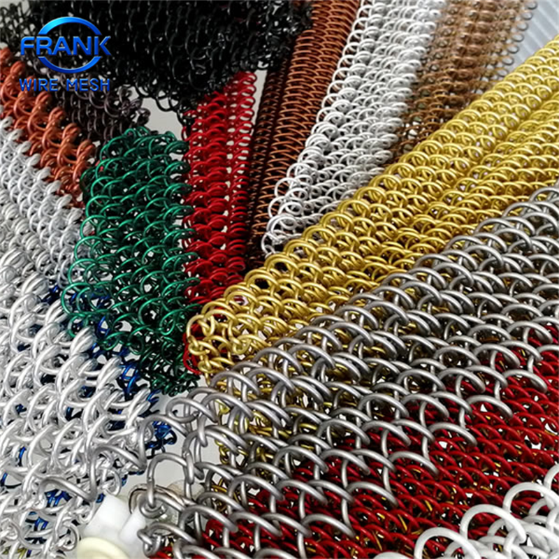 Flexible Stainless Steel Chain Link Mesh Curtain - Metal Coil Drapery for Modern Wall &amp; Interior Decoration, Customizable Size