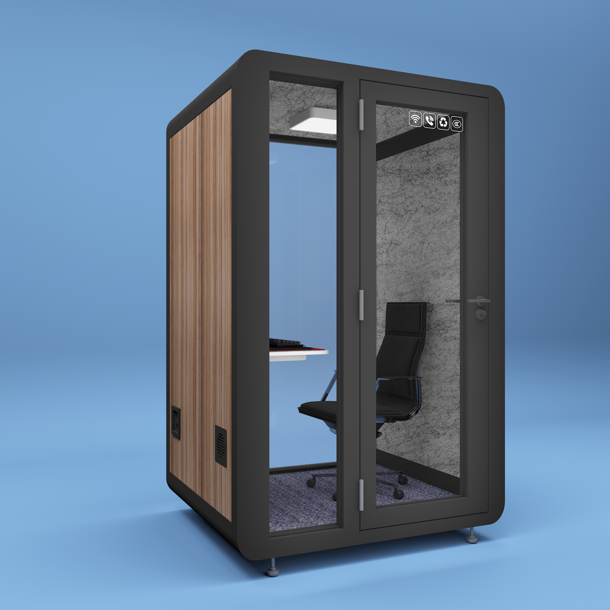 Compact Temperature Controlled Ventilated Privacy Pods Airports Recording Booth Soundproof Metal Frame Office Pods