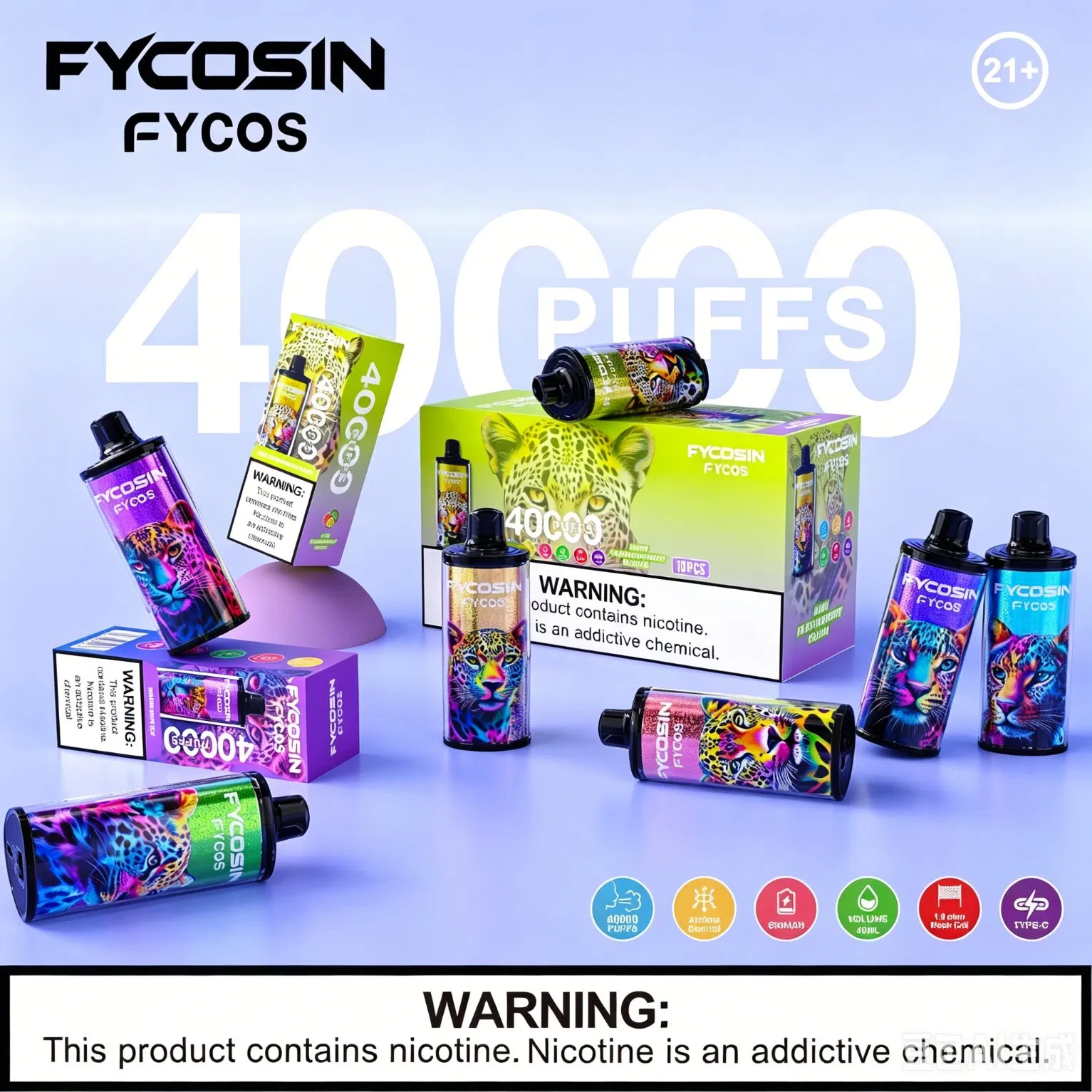 Fycosin Dk Bar Vaper Disposable Electronic E Cigarette Factory Wholesale and EU Vapor OEM Pod 40K Puff Made in China Price Rechargeable Vape