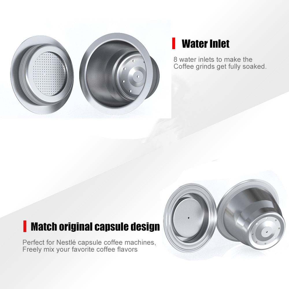 DD2475 Stainless Steel Refillable Coffee Espresso Pods Cafe Reusable Coffee Capsules Kit