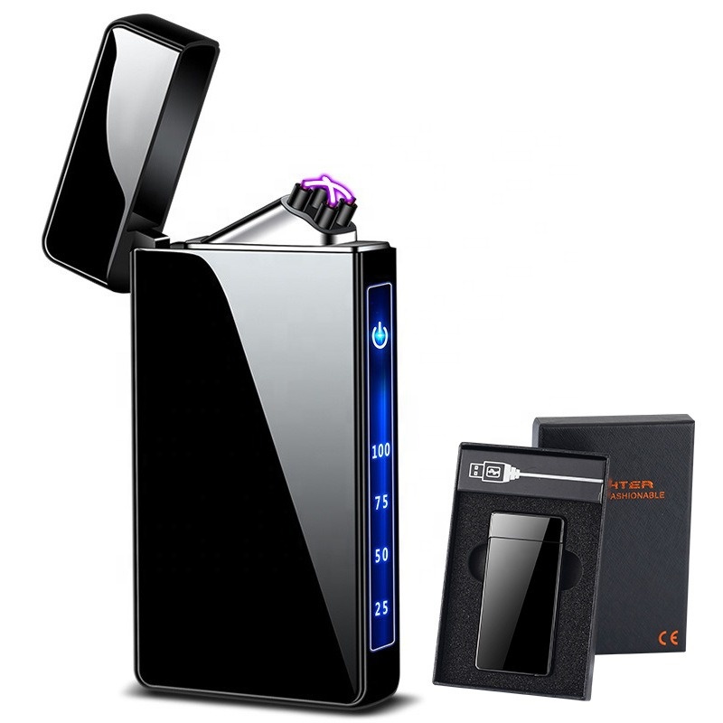 Wholesale Flameless Custom Electric Cigarette USB Type C Rechargeable Metal Plasma Arc Lighter with USB-C Gift Box for Occasions
