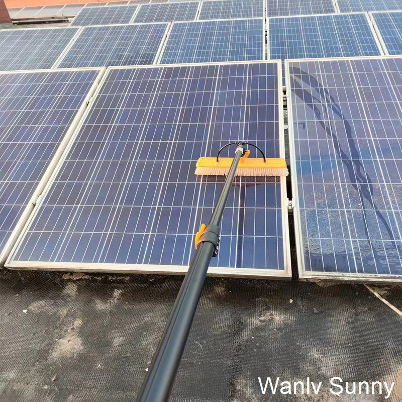 Solar Panel Cleaning Brush with 55cm Head and 3.6m Telescopic-Pole Connecting Pump
