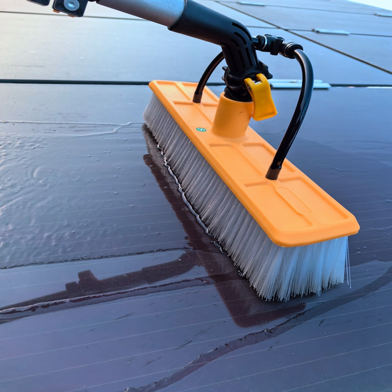 Elongated 9.0-Meter Handle Solar Panel Cleaning Brush Connected to Water Pump