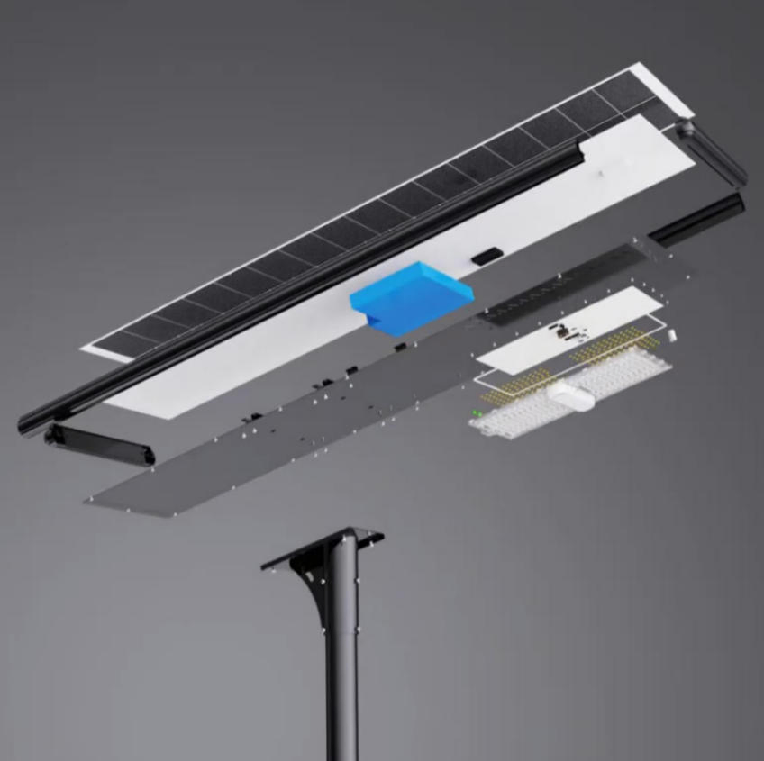100W Eco Friendly Waterproof Dustproof Anti Corrosion Easy Installation All in One Solar Street Light