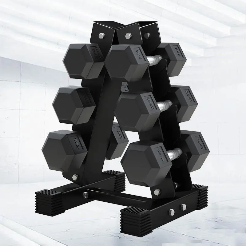 Low Price Sporting Goods Customizable Iron Hexagon Dumbbell Set Commercial Gym Fitness Equipment Black Rubber Coated Hex Dumbbell Set