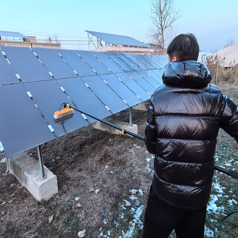 Solar Panel Cleaning Brush Kit with Water Hose and 60W Water Pump