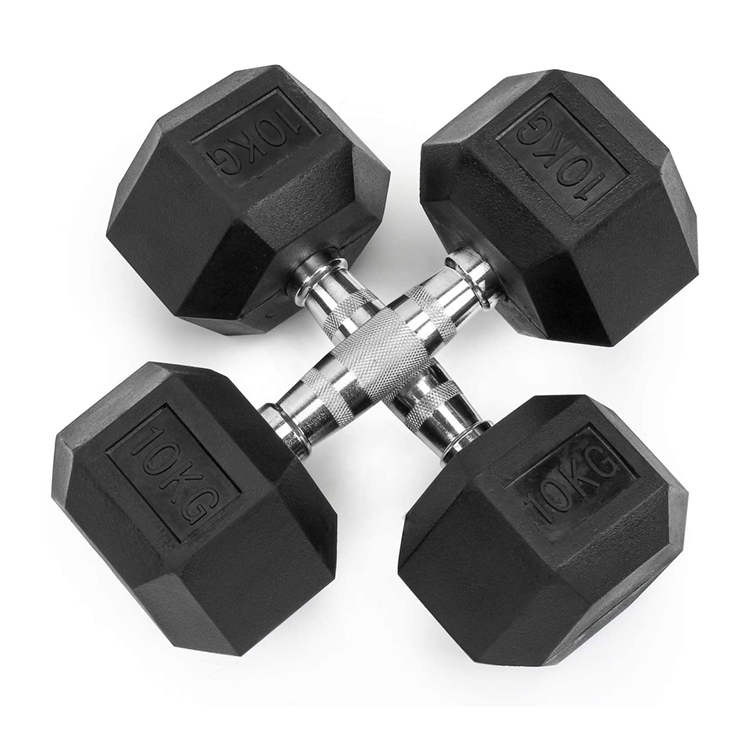 Low Price Sporting Goods Customizable Iron Hexagon Dumbbell Set Commercial Gym Fitness Equipment Black Rubber Coated Hex Dumbbell Set