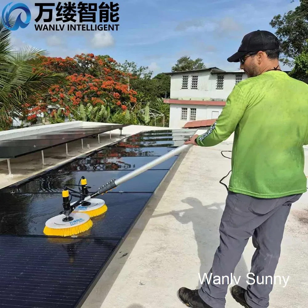 Long-Handle Soft Bristle Solar Pane Cleaning Brush with High-Pressure Pump Broom Kit