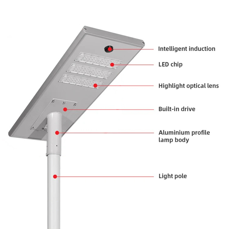 Outdoor Residential All in One 60W Integrated Solar Street Light with Pole
