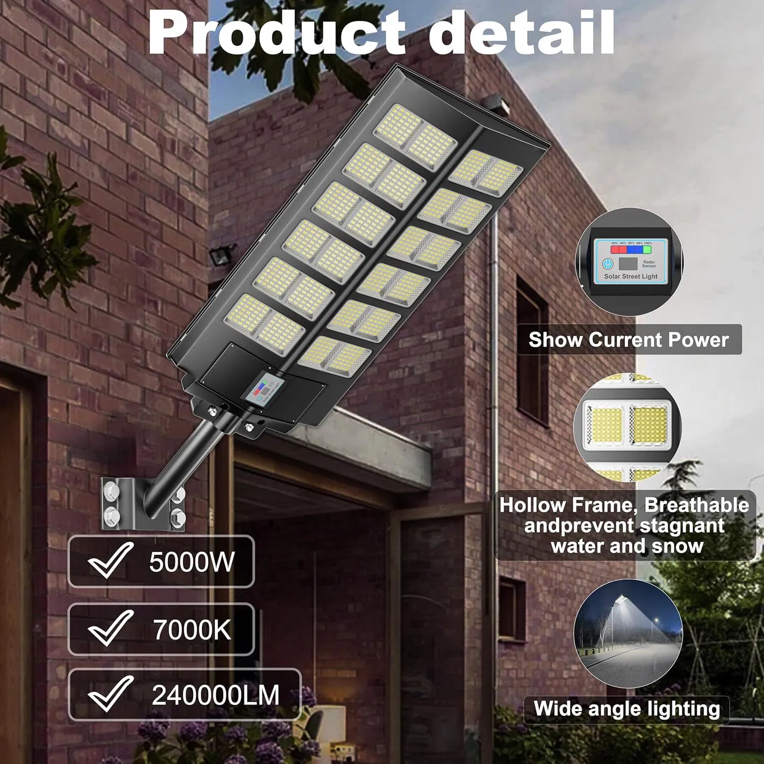 All-in-One 50W Solar Street Light Easy Installation for Gardens