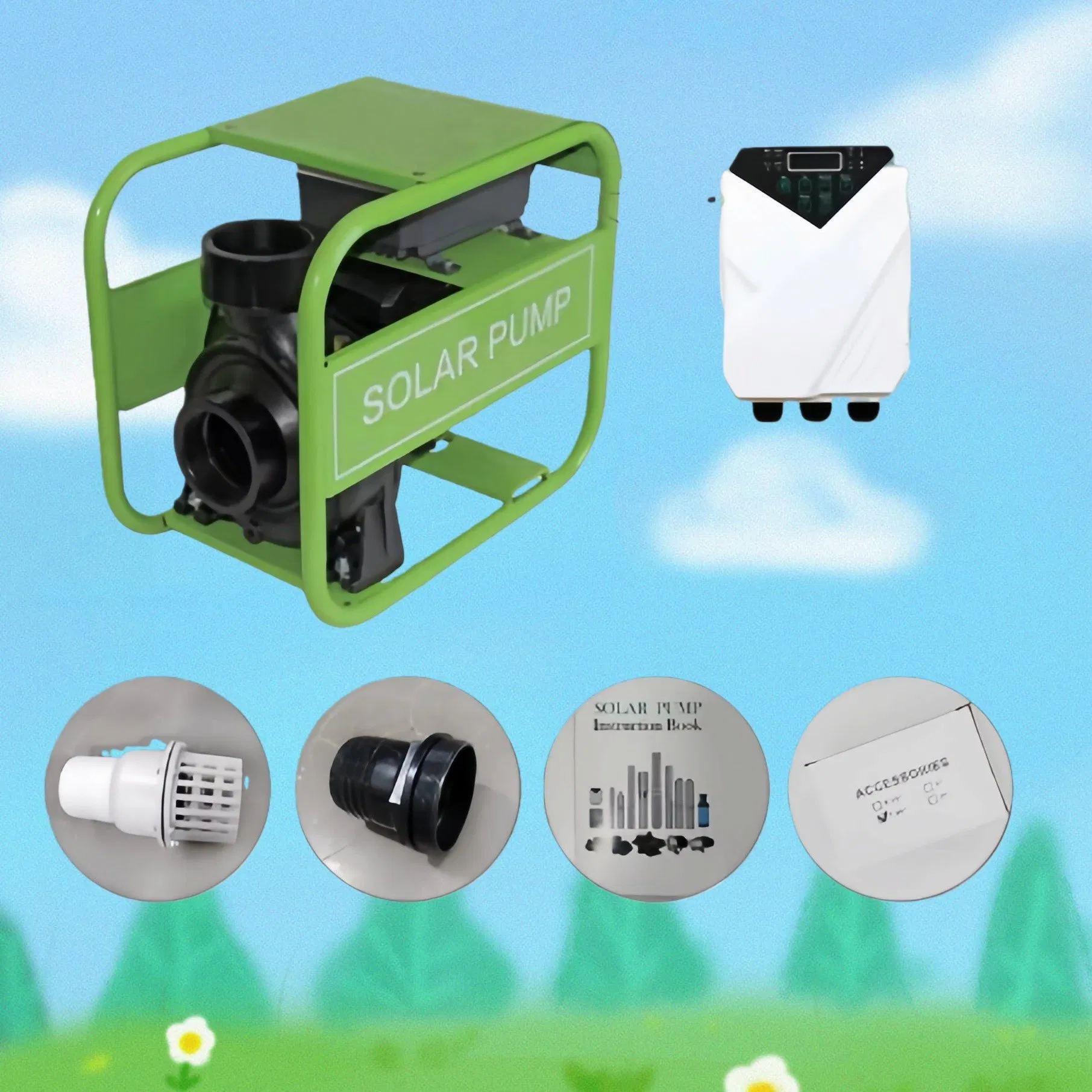 Solar Water Pump AC Motor Portable for Garden Irrigation Use and High Flow