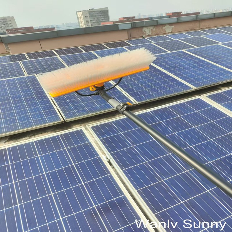 Spray Brush with Water Fed Pole and Pump for Solar Panel Cleaning