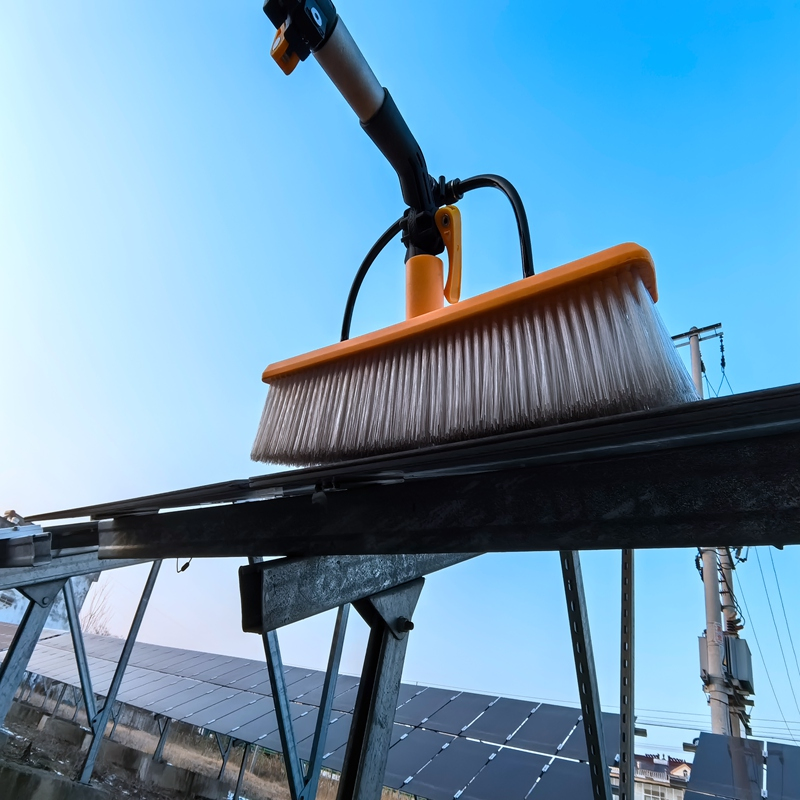 Advanced Solar Panel Cleaning Brush with Water Hose and Pump