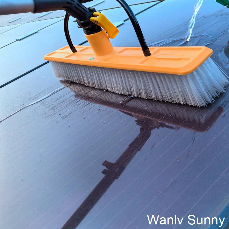 Solar Panel Cleaning Brush with 55cm Head and 3.6m Telescopic-Pole Connecting Pump