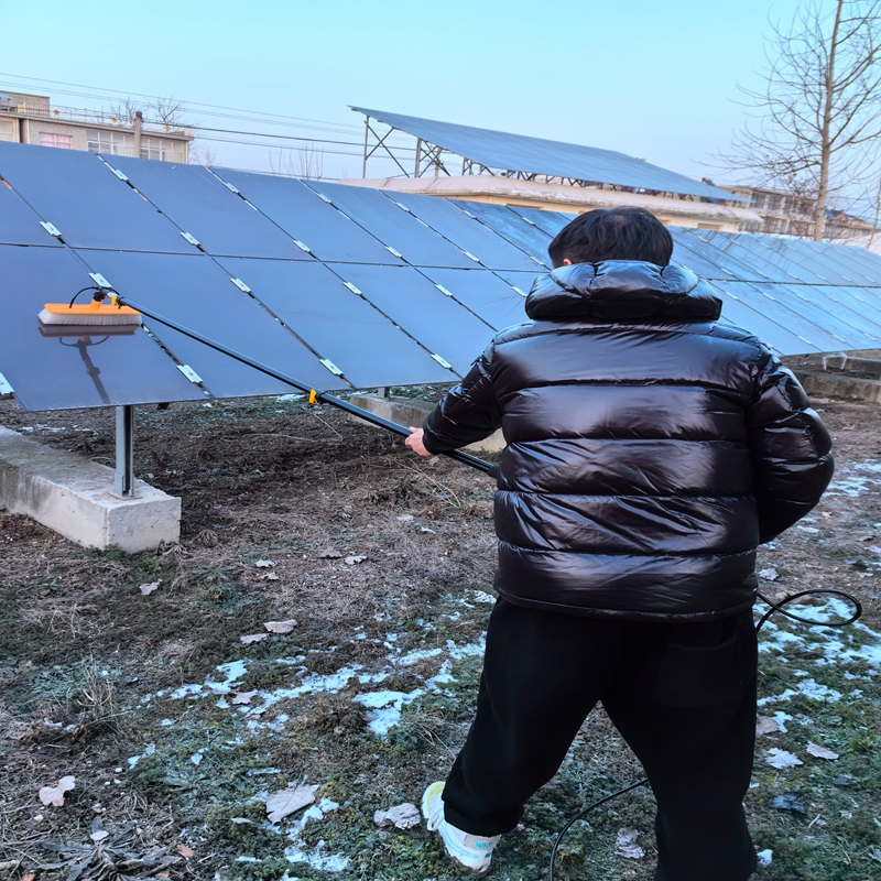Solar Cleaner Photovoltaic Cleaning Brush with Water Hose Connect to Pump