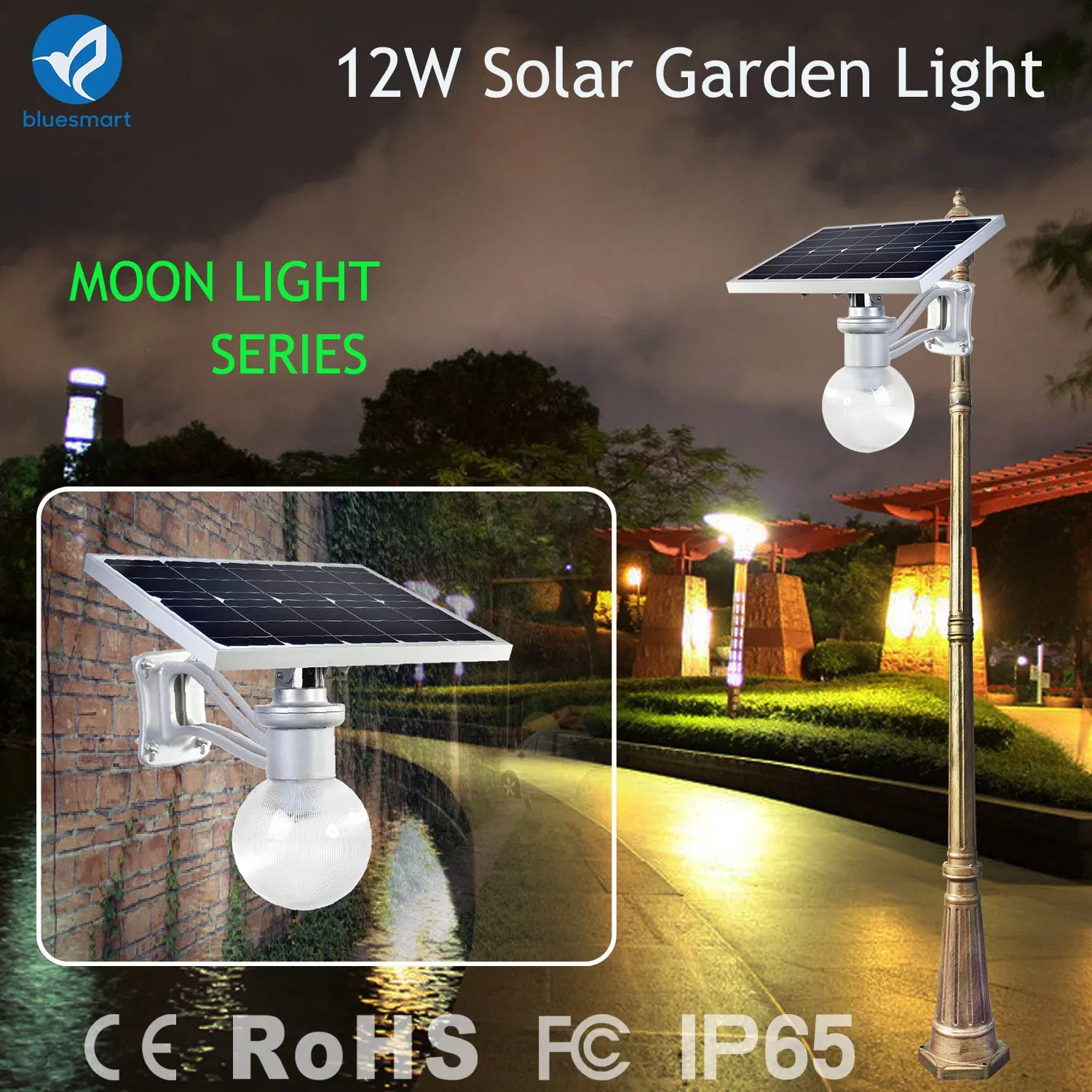 New Solar Product 12W Solar Street Garden Lamp for Outdoor Lighting Public Solar Light Solar Powered Garden Lights