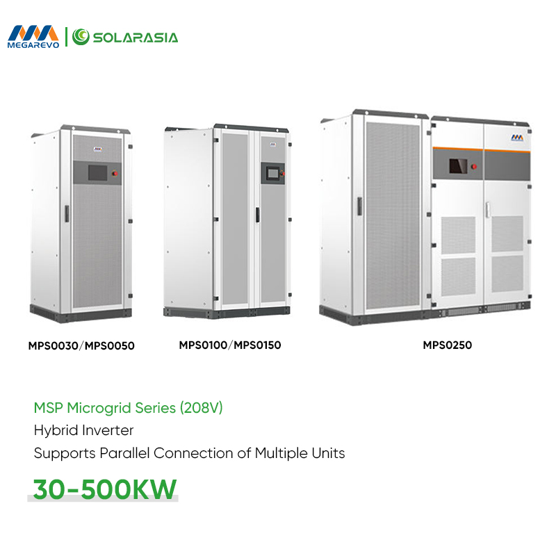Megarevo Solar Inverter 3 Phase Mps0250 Series 30kw 50kw 100kw 150kw 250kw Hybrid Inverter Professional Commercial Solar System with Battery Storage Integration