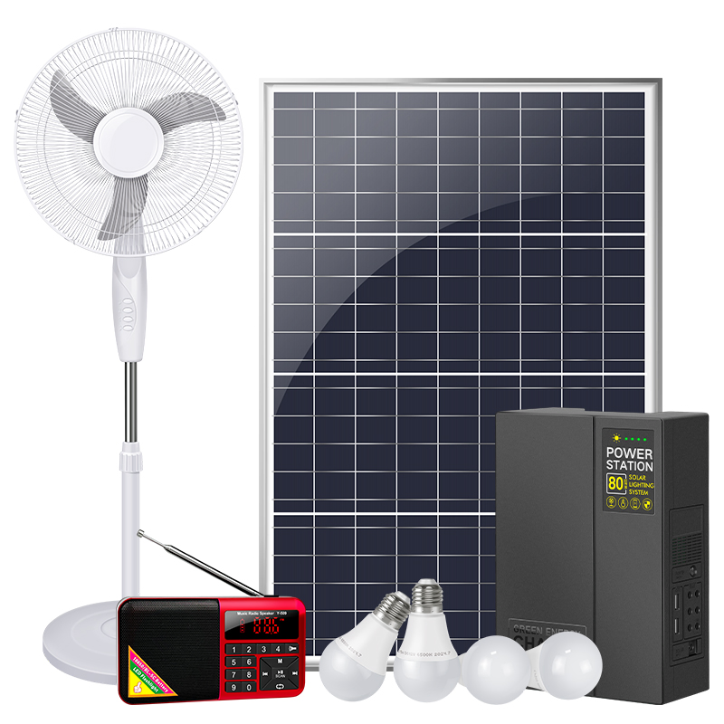 Verasol Certified Portable 50W Solar Lighting System with TV, Stand Fan and Radio for Camping, Rvs, and Outdoor Adventures