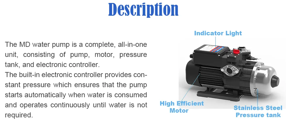 MD Electronic Control Booster Pump Description