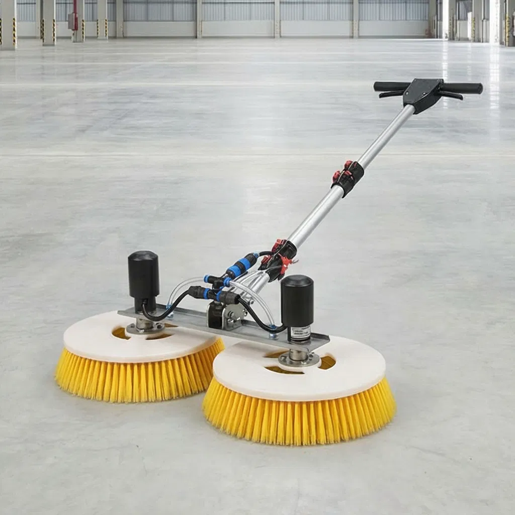 Solar Panel Cleaning Tools Dual Disc Cleaning Brush with Telescopic Rod and Pump